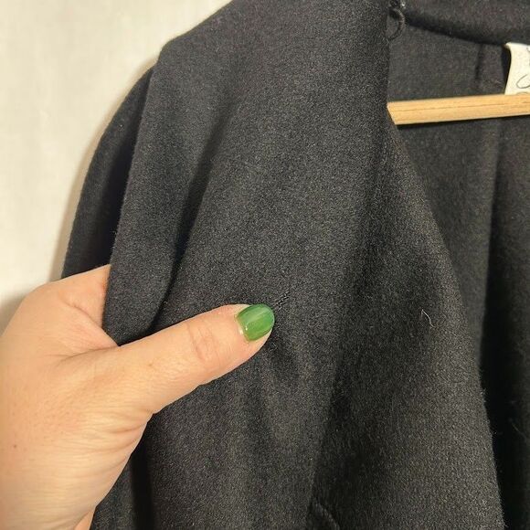 VTG 70s Gemini 100% Wool Shawl Cape Cocoon Wrap Coat OS Black - Picture 9 of 10